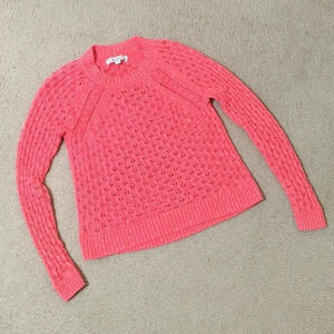 Loft Pink Long Sleeve Cable Knit Pullover Sweater, Size S